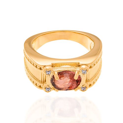 ANEL BANHADO A OURO 18K COM CRISTAL E ZIRCÔNIAS