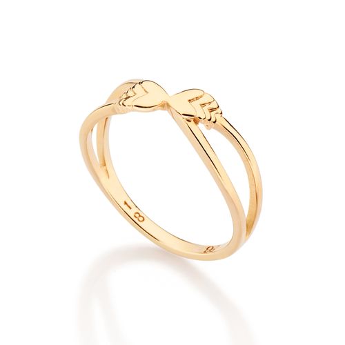 ANEL CORAÇÕES BANHADO A OURO 18K