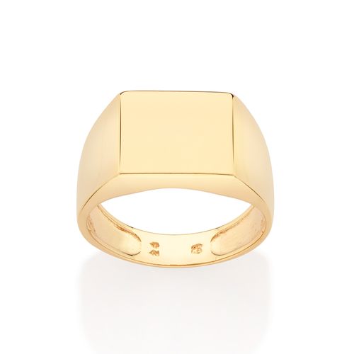 ANEL QUADRADO BANHADO A OURO 18K