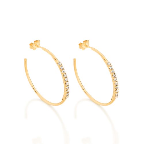 BRINCO MEIA ARGOLA BANHADO A OURO 18K COM CRISTAIS
