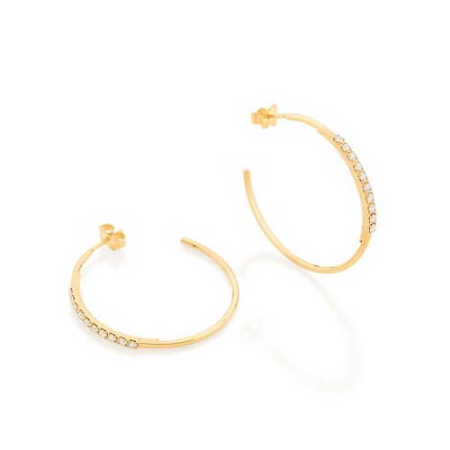 BRINCO MEIA ARGOLA BANHADO A OURO 18K COM CRISTAIS