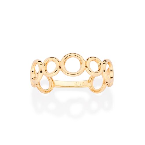 ANEL COM CÍRCULOS VAZADOS BANHADO A OURO 18K