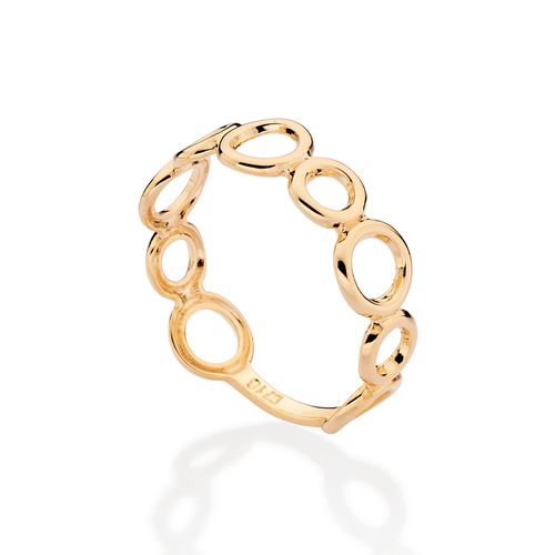 ANEL COM CÍRCULOS VAZADOS BANHADO A OURO 18K