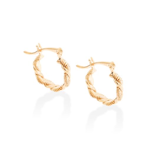 BRINCO ARGOLA ENTRELAÇADO BANHADO A OURO 18K