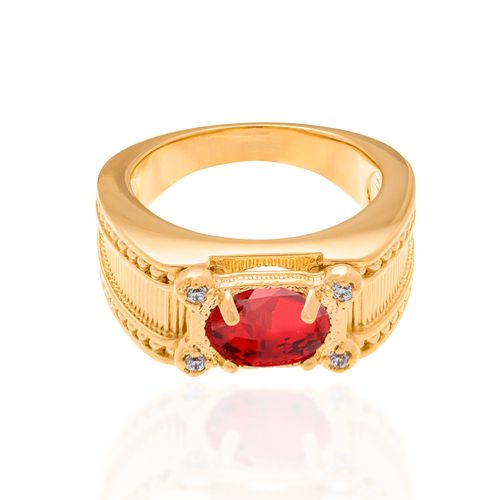 ANEL BANHADO A OURO 18K COM CRISTAL E ZIRCÔNIAS