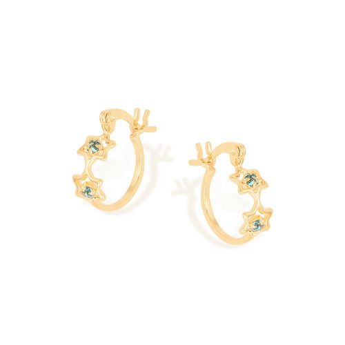 BRINCO ARGOLA ESTRELAS BANHADO A OURO 18K COM CRISTAIS