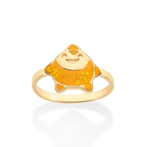 ANEL ESTRELA DOS DESEJOS BANHADO A OURO 18K COM APLICAÇÃO DE RESINA E GLITTER