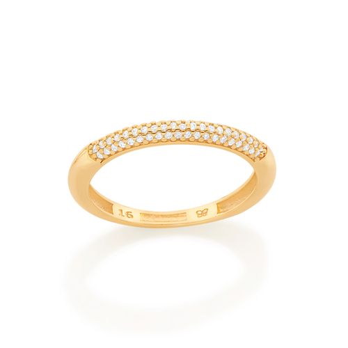 MEIA ALIANÇA BANHADA A OURO 18K COM ZIRCÔNIAS