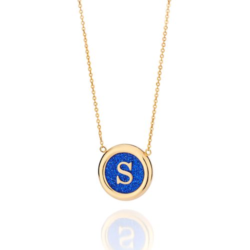 GARGANTILHA LETRA BANHADA A OURO 18K COM CRISTAL -LETRA S