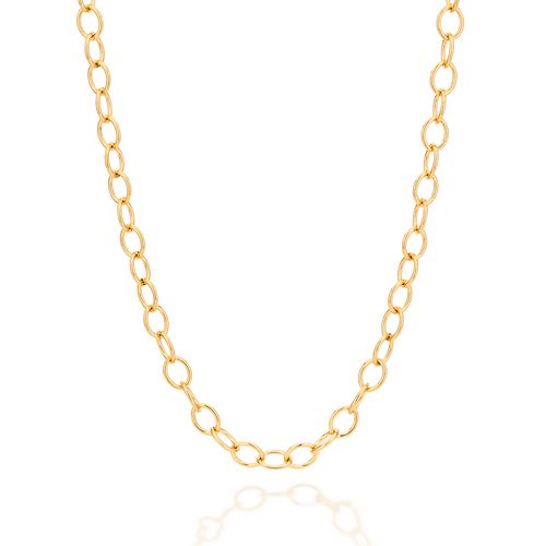 GARGANTILHA ELOS CADEADOS OVAIS BANHADA A OURO 18K