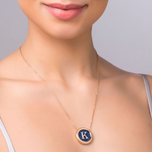 GARGANTILHA LETRA BANHADA A OURO 18K COM CRISTAL -LETRA K