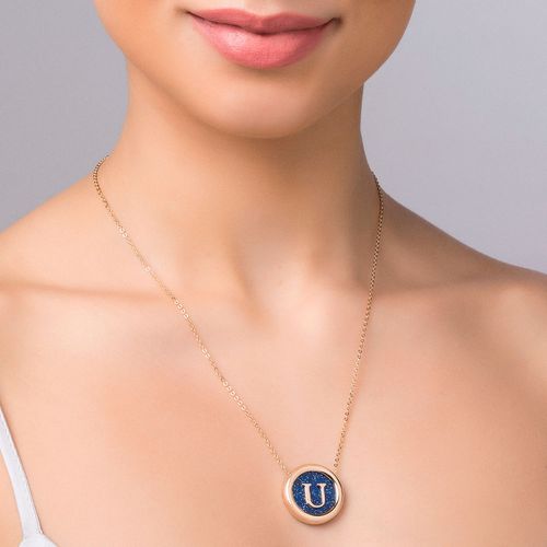 GARGANTILHA LETRA BANHADA A OURO 18K COM CRISTAL -LETRA U