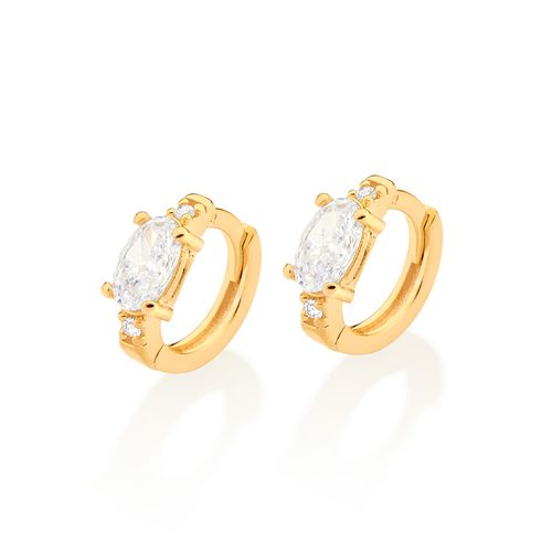 BRINCO ARGOLA BANHADO A OURO 18K COM ZIRCÔNIAS