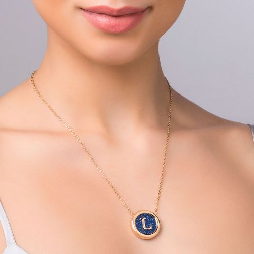 GARGANTILHA LETRA BANHADA A OURO 18K COM CRISTAL -LETRA L