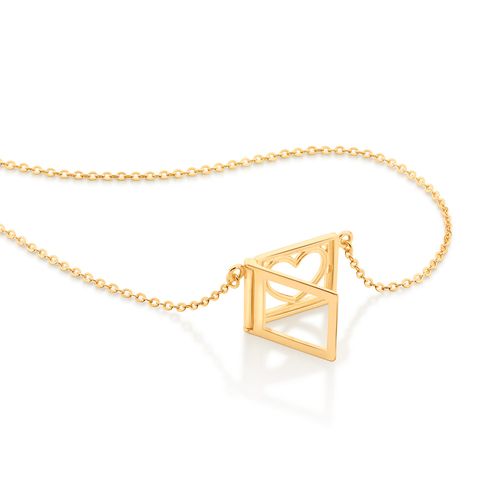 RELICÁRIO BANHADO A OURO 18K COM CORAÇÃO VAZADO.