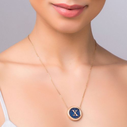 GARGANTILHA LETRA BANHADA A OURO 18K COM CRISTAL -LETRA X