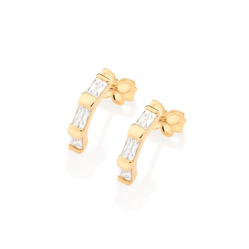 BRINCO BANHADO A OURO 18K COM ZIRCÔNIAS BAGUETES