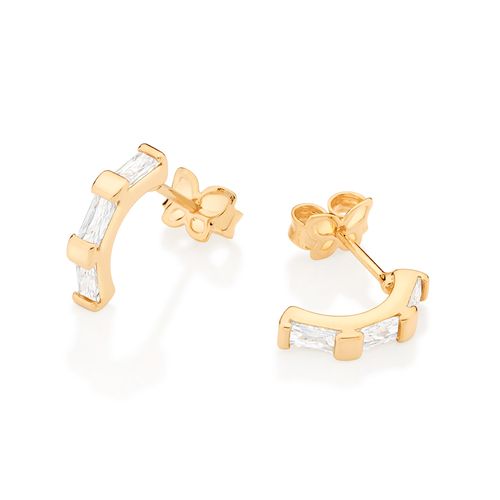 BRINCO BANHADO A OURO 18K COM ZIRCÔNIAS BAGUETES