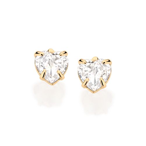 BRINCO INFANTIL SOLITÁRIO CORAÇÃO BANHADO A OURO 18K COM ZIRCÔNIAS