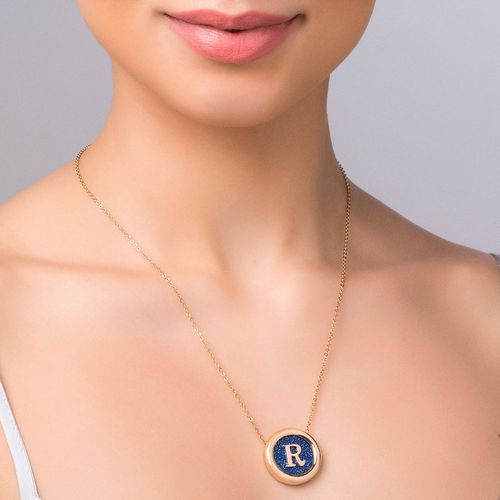 GARGANTILHA LETRA BANHADA A OURO 18K COM CRISTAL -LETRA R