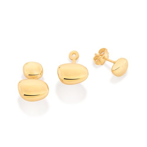 BRINCO EAR JACKET OVAL DISFORME BANHADO A OURO 18K