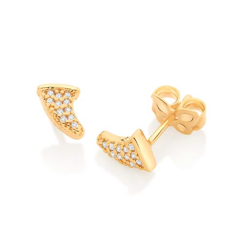BRINCO DENTE BANHADO A OURO 18K COM ZIRCÔNIAS