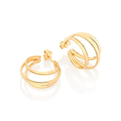 BRINCO MEIA ARGOLA BANHADO A OURO 18K