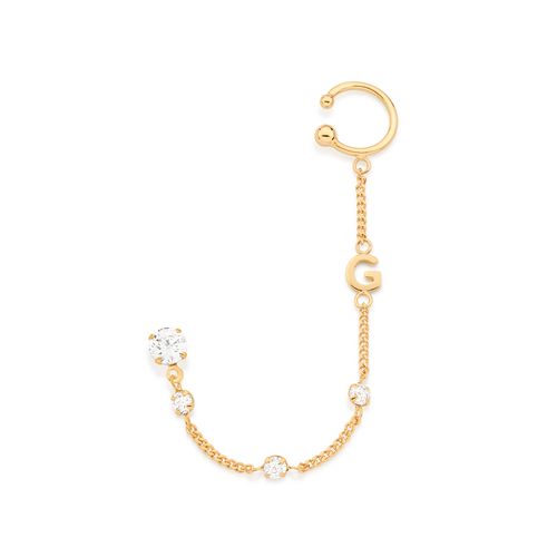 BRINCO COM PIERCING DE PRESSÃO LETRA BANHADO A OURO 18K COM ZIRCÔNIAS-LETRA G