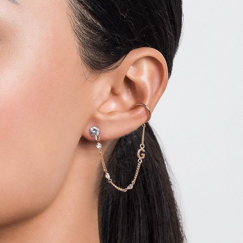 BRINCO COM PIERCING DE PRESSÃO LETRA BANHADO A OURO 18K COM ZIRCÔNIAS-LETRA G