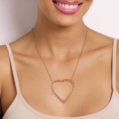 GARGANTILHA COM MAXI CORAÇÃO BANHADA A OURO 18K