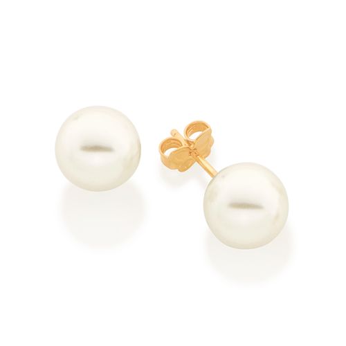 BRINCO SOLITÁRIO BANHADO A OURO 18K COM PÉROLAS SINTÉTICAS