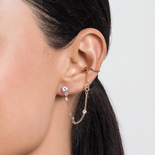 BRINCO COM PIERCING DE PRESSÃO LETRA BANHADO A OURO 18K COM ZIRCÔNIAS-LETRA B