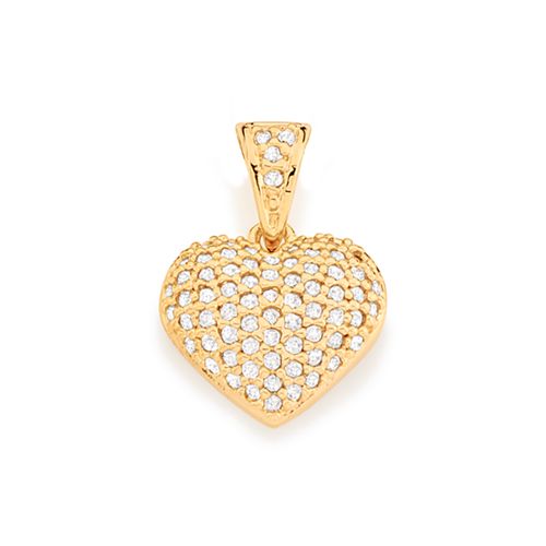 PINGENTE BANHADO A OURO 18K CORAÇÃO COM ZIRCÔNIAS