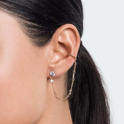 BRINCO COM PIERCING DE PRESSÃO LETRA BANHADO A OURO 18K COM ZIRCÔNIAS-LETRA I