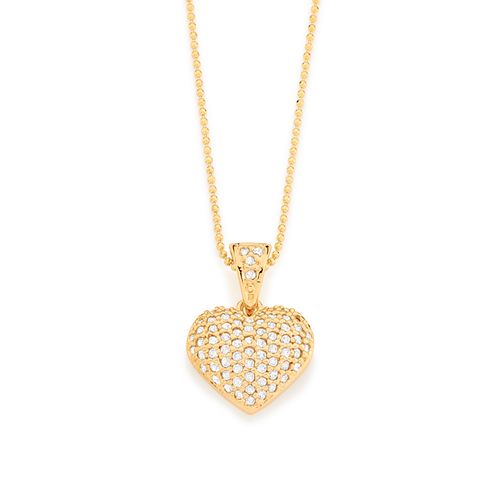 PINGENTE BANHADO A OURO 18K CORAÇÃO COM ZIRCÔNIAS