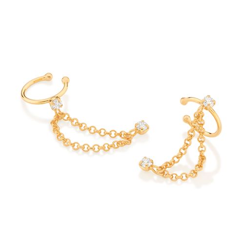 BRINCO EAR CUFF BANHADO A OURO 18K COM ZIRCÔNIAS