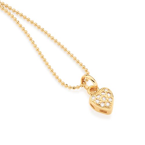 PINGENTE BANHADO A OURO 18K CORAÇÃO COM ZIRCÔNIAS