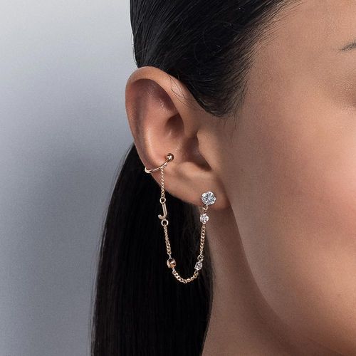 BRINCO COM PIERCING DE PRESSÃO LETRA BANHADO A OURO 18K COM ZIRCÔNIAS-LETRA J