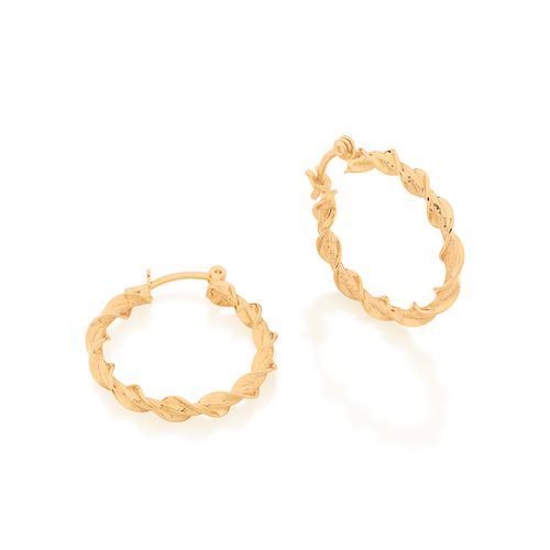 BRINCO ARGOLA TORCIDA BANHADO A OURO 18K