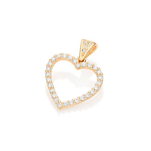PINGENTE BANHADO A OURO 18K CORAÇÃO COM ZIRCÔNIAS