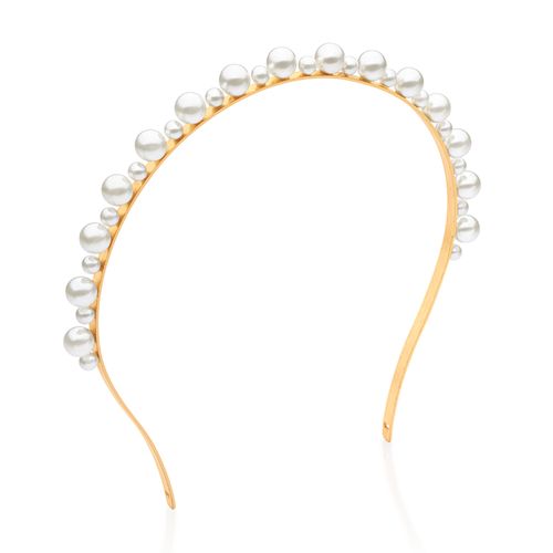 TIARA BANHADA A OURO 18K COM PÉROLAS SINTÉTICAS