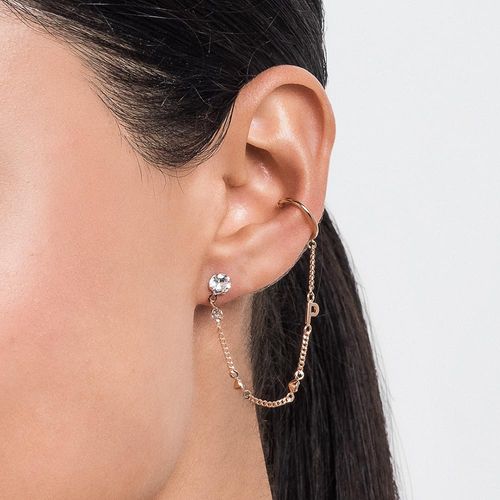 BRINCO COM PIERCING DE PRESSÃO LETRA BANHADO A OURO 18K COM ZIRCÔNIAS-LETRA P