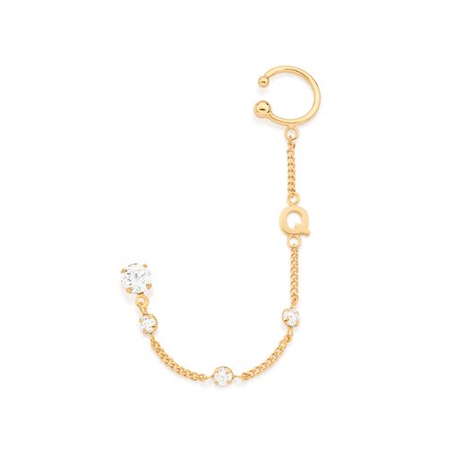 BRINCO COM PIERCING DE PRESSÃO LETRA BANHADO A OURO 18K COM ZIRCÔNIAS-LETRA Q