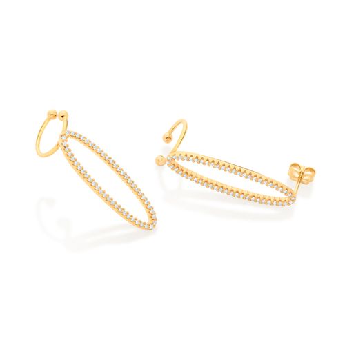 BRINCO EAR CUFF BANHADO A OURO 18K COM ZIRCÔNIAS