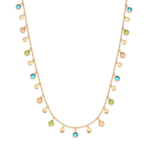 GARGANTILHA CONCHAS BANHADA A OURO 18K COM CRISTAIS