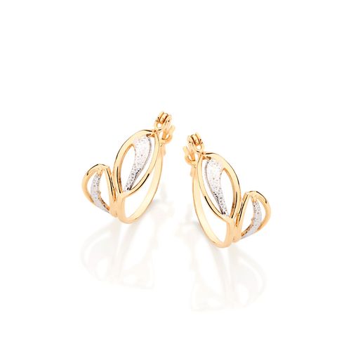 BRINCO ARGOLA FOLHAS BANHADO A OURO 18K COM APLICAÇÃO DE RHODIUM