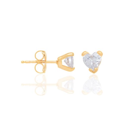 BRINCO SOLITÁRIO BANHADO A OURO 18K CORAÇÃO COM ZIRCÔNIA