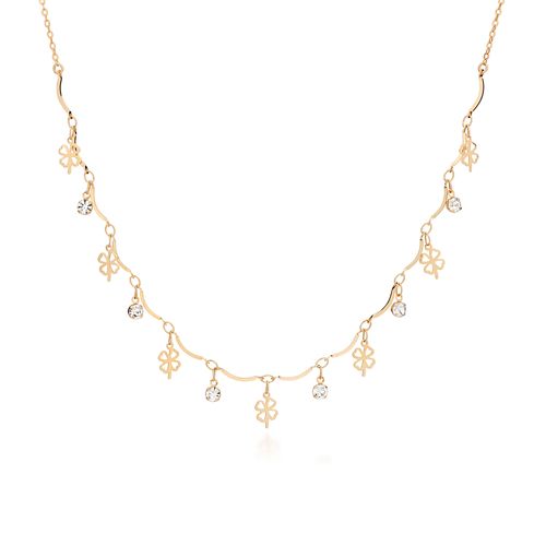 GARGANTILHA TREVO BANHADA A OURO 18K COM CRISTAIS