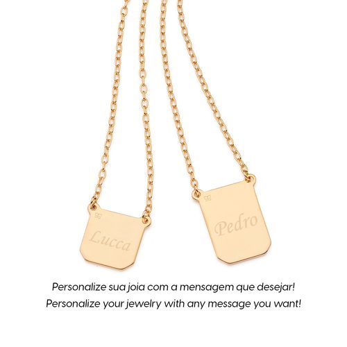 ESCAPULÁRIO PAI E FILHO PERSONALIZÁVEL BANHADO A OURO 18K COM APLICAÇÃO DE RHODIUM