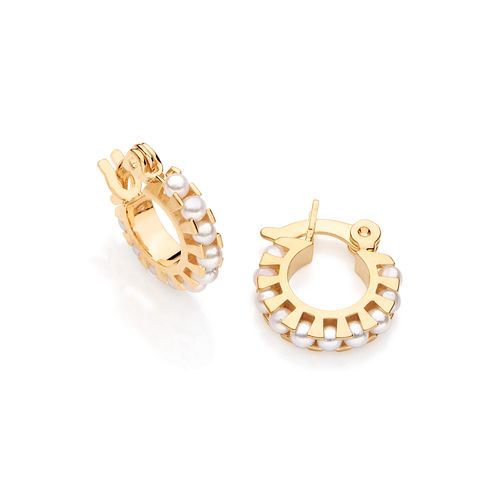 BRINCO BANHADO A OURO 18K ARGOLA COM PÉROLAS SINTÉTICAS